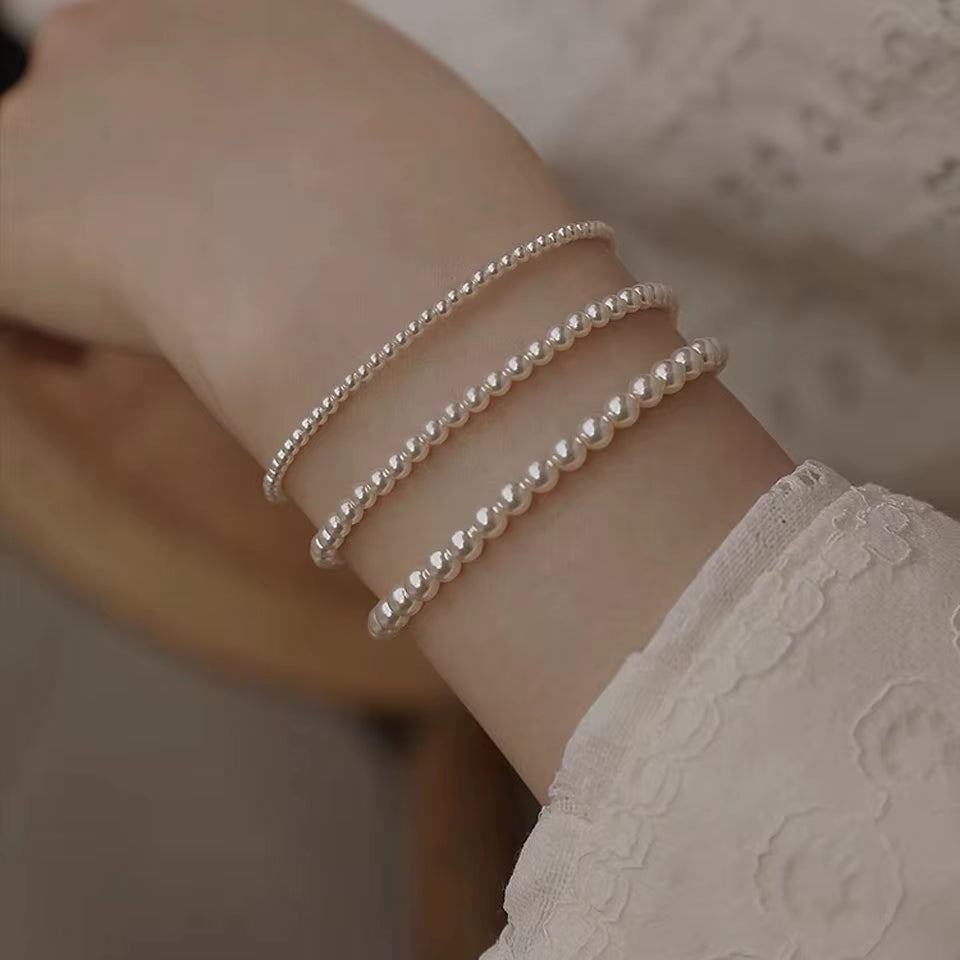 925 Sterling Silber Weißes Perlenarmband