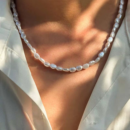 New Fashion Simple Imitation Pearl Choker Necklace for Women Vintage Elegant Beaded Temperament Necklace Wedding Party Jewelry