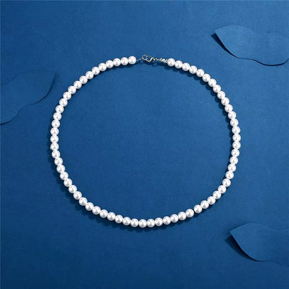 Rock Imitation Pearl Necklace for Men Hip Hop Pearl Bead Chain Men Necklace Women Choker Fashion Party Jewelry Gift