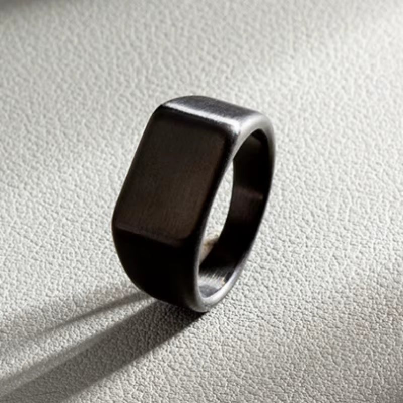 316L Stainless Steel Ring for Men 2024 Smooth Rectangular Seal Male Rings Finger Jewelry Accessories