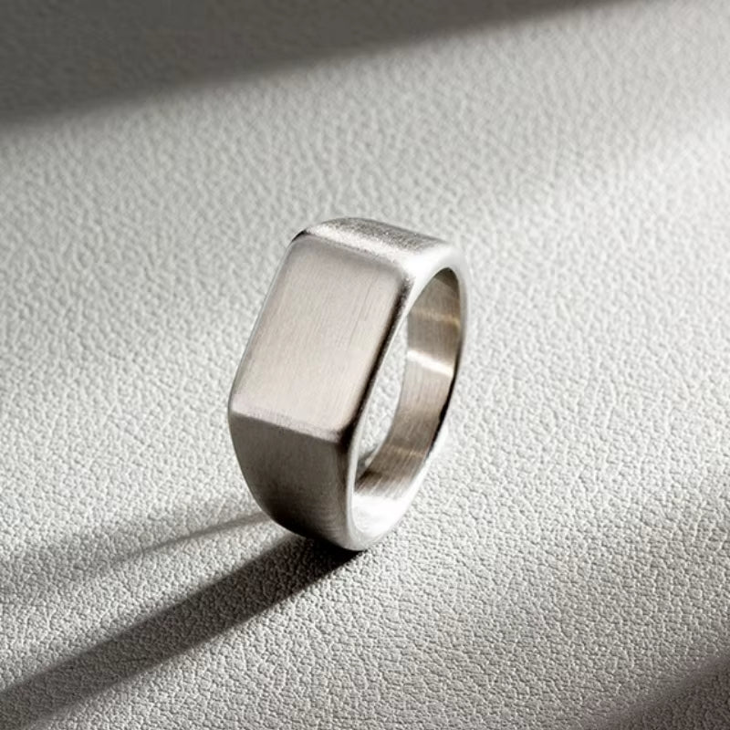 316L Stainless Steel Ring for Men 2024 Smooth Rectangular Seal Male Rings Finger Jewelry Accessories