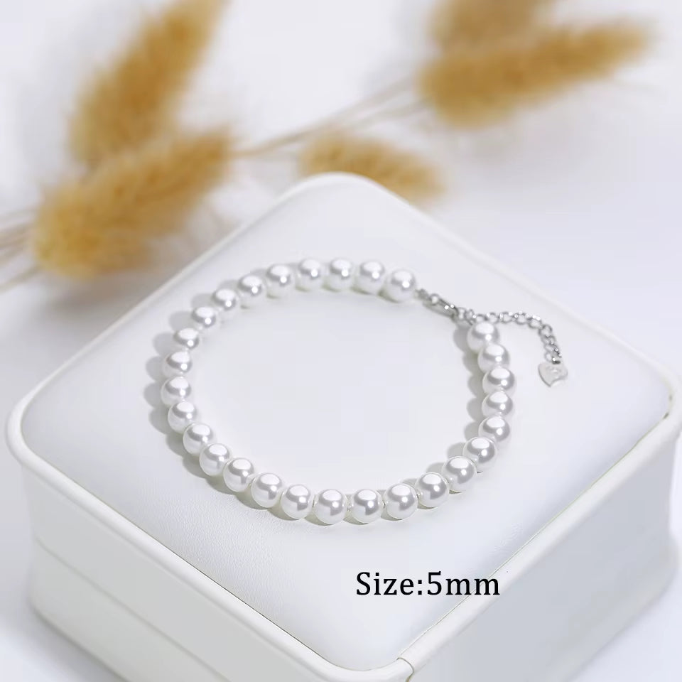 925 Sterling Silber Weißes Perlenarmband